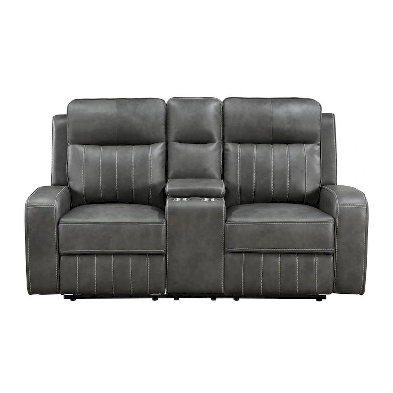 Forrest Grey Motion Reclining Loveseat with Console