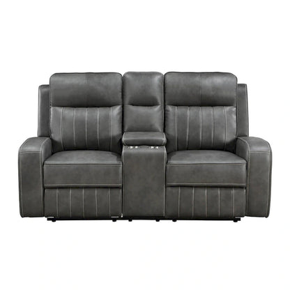 Forrest Grey Motion Reclining Loveseat with Console