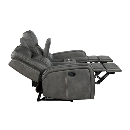 Forrest Grey Motion Reclining Loveseat with Console