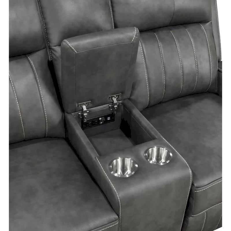 Forrest Grey Motion Reclining Loveseat with Console