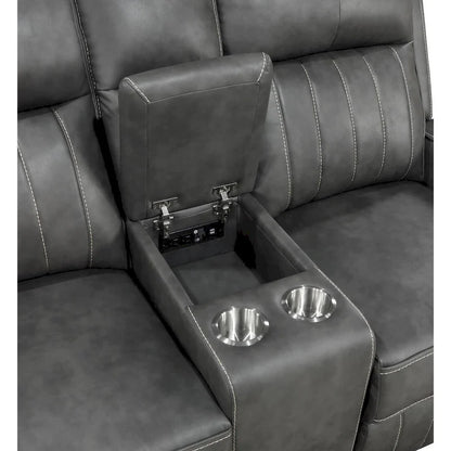 Forrest Grey Motion Reclining Loveseat with Console