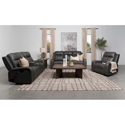 Forrest Grey Motion Reclining Loveseat with Console