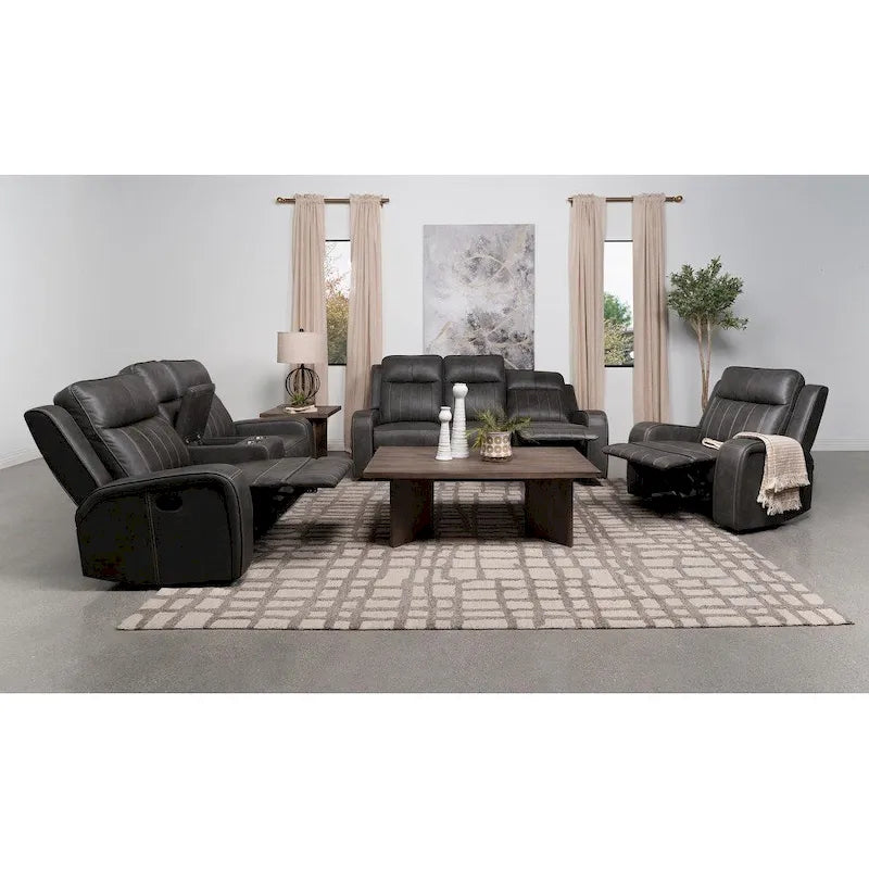 Forrest Grey Motion Reclining Loveseat with Console