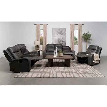 Forrest Grey Motion Reclining Loveseat with Console