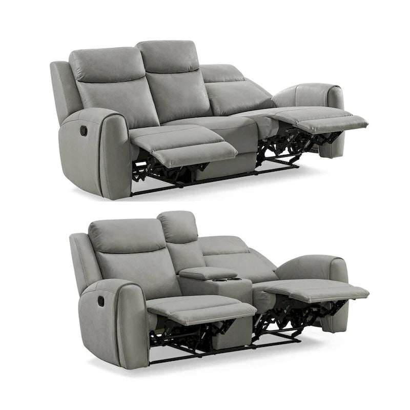 Roundhill Furniture Wesley 2-Piece Transitional Reclining Set, Gray