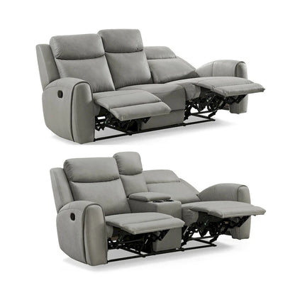 Roundhill Furniture Wesley 2-Piece Transitional Reclining Set, Gray