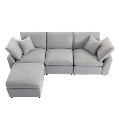 Luxurious Down-Filled L-Shaped Sectional Sofa with Reversible Chaise, Light Gray