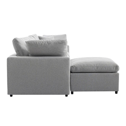 Luxurious Down-Filled L-Shaped Sectional Sofa with Reversible Chaise, Light Gray