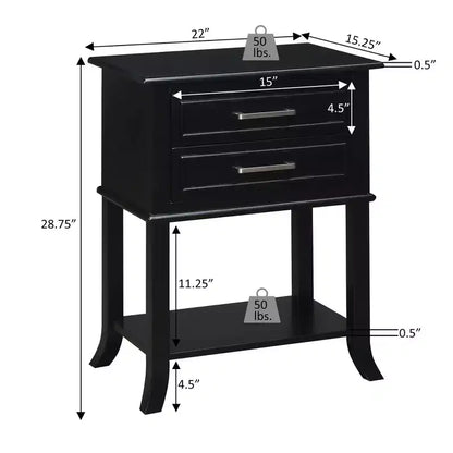 Tavolino Breighton Home Sydney a 2 cassetti con ripiano