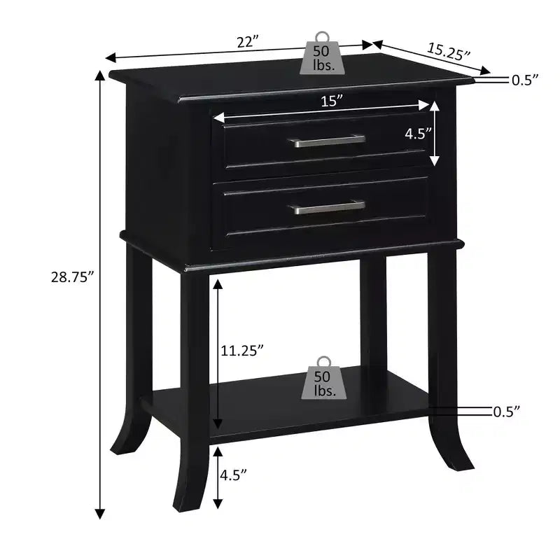 Tavolino Breighton Home Sydney a 2 cassetti con ripiano