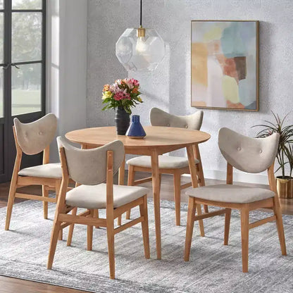 Tavolo da pranzo rotondo in legno massello Lifestorey Raylen Mid-Century Modern