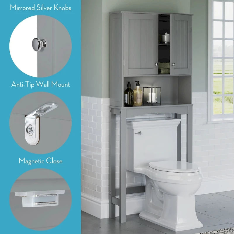 Mobiletto contenitore salvaspazio da bagno RiverRidge Ashland sopra il WC, con mensola regolabile