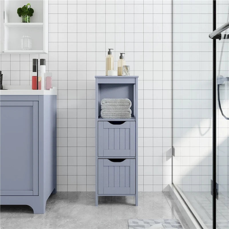 Mobiletto da bagno Yaheetech a 3 ripiani, 2 cassetti a scomparsa e 1 mensola
