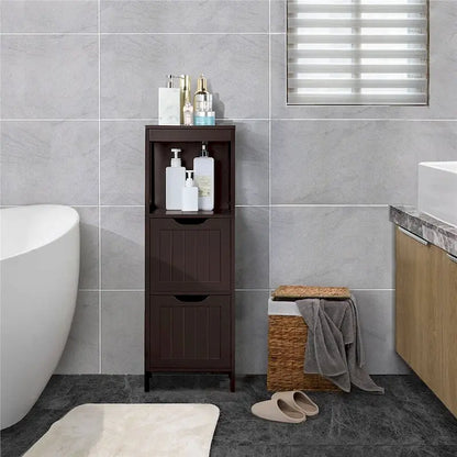 Mobiletto da bagno Yaheetech a 3 ripiani, 2 cassetti a scomparsa e 1 mensola