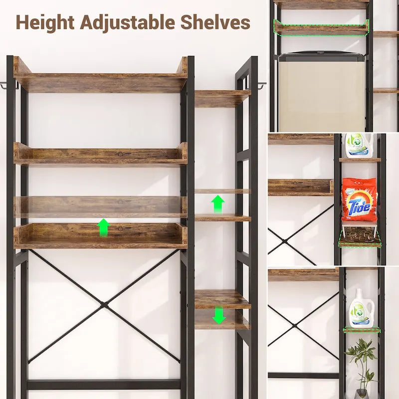 31  W Over the Toilet Storage Shelf with 2 Drawers and 4 Hooks for Restroom and Laundry