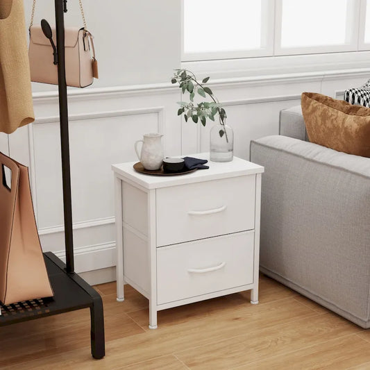 Nightstand, 2 Drawer Dresser Night Stand, End Table with Fabric Bins for Bedroom, Closet, Entryway, College Dorm