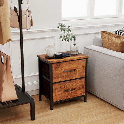 Nightstand, 2 Drawer Dresser Night Stand, End Table with Fabric Bins for Bedroom, Closet, Entryway, College Dorm