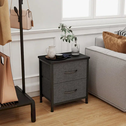 Nightstand, 2 Drawer Dresser Night Stand, End Table with Fabric Bins for Bedroom, Closet, Entryway, College Dorm