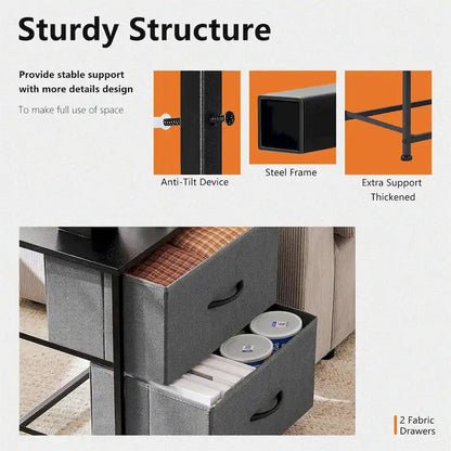 Nightstand, 2 Drawer Dresser Night Stand, End Table with Fabric Bins for Bedroom, Closet, Entryway, College Dorm