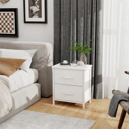 Nightstand, 2 Drawer Dresser Night Stand, End Table with Fabric Bins for Bedroom, Closet, Entryway, College Dorm