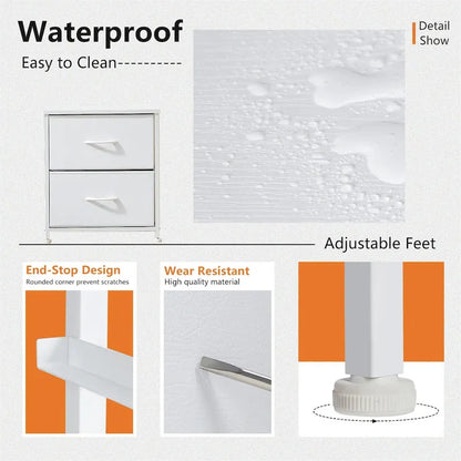 Nightstand, 2 Drawer Dresser Night Stand, End Table with Fabric Bins for Bedroom, Closet, Entryway, College Dorm