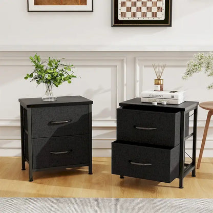 Nightstand, 2 Drawer Dresser Night Stand, End Table with Fabric Bins for Bedroom, Closet, Entryway, College Dorm