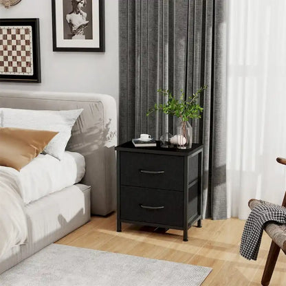 Nightstand, 2 Drawer Dresser Night Stand, End Table with Fabric Bins for Bedroom, Closet, Entryway, College Dorm