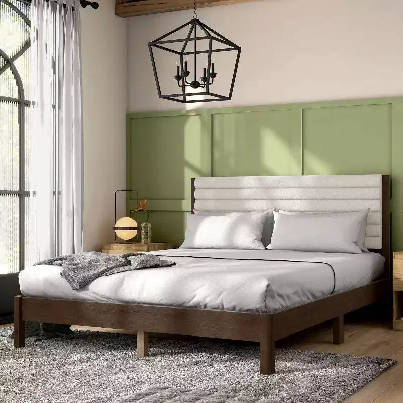 HOMES: Inside + Out Queen Belna Platform Bed with Boucle Upholstery