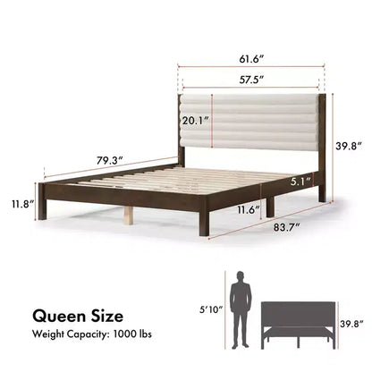 HOMES: Inside + Out Queen Belna Platform Bed with Boucle Upholstery