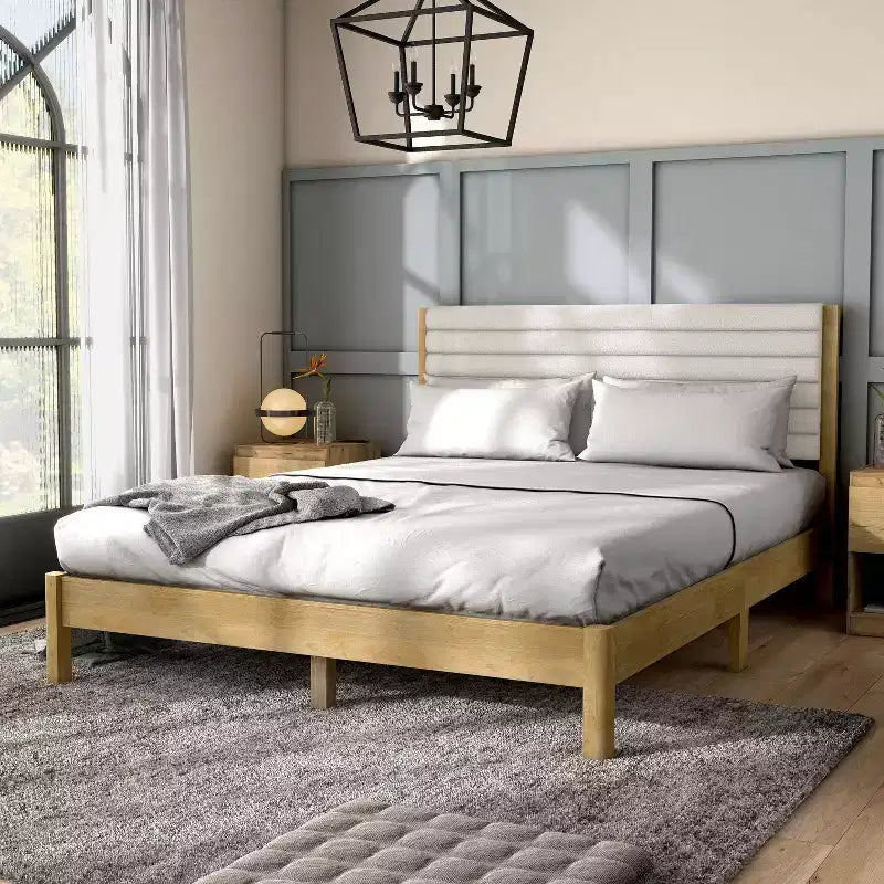 HOMES: Inside + Out Queen Belna Platform Bed with Boucle Upholstery