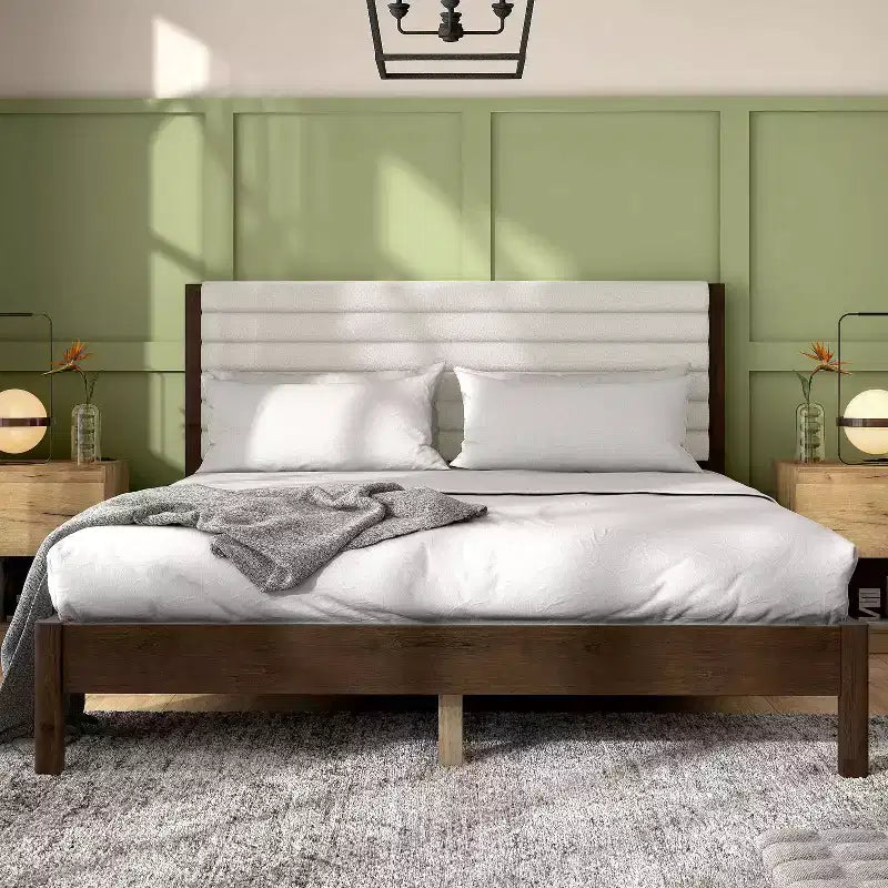 HOMES: Inside + Out Queen Belna Platform Bed with Boucle Upholstery