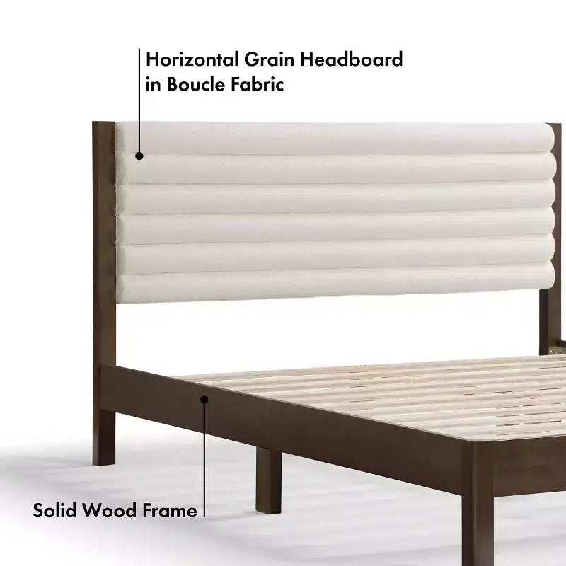 HOMES: Inside + Out Queen Belna Platform Bed with Boucle Upholstery