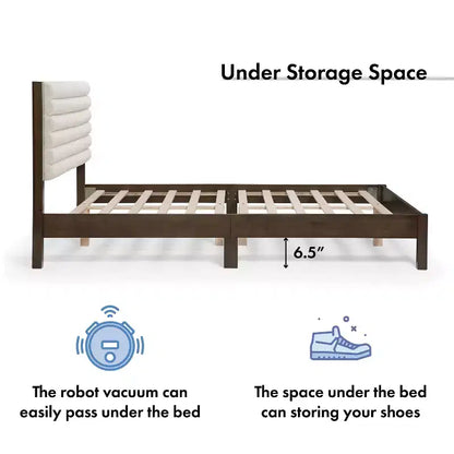 HOMES: Inside + Out Queen Belna Platform Bed with Boucle Upholstery