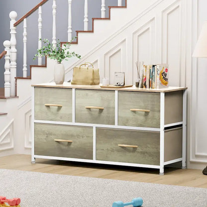 Modern Wide Dresser Storage Tower with 5 Drawers