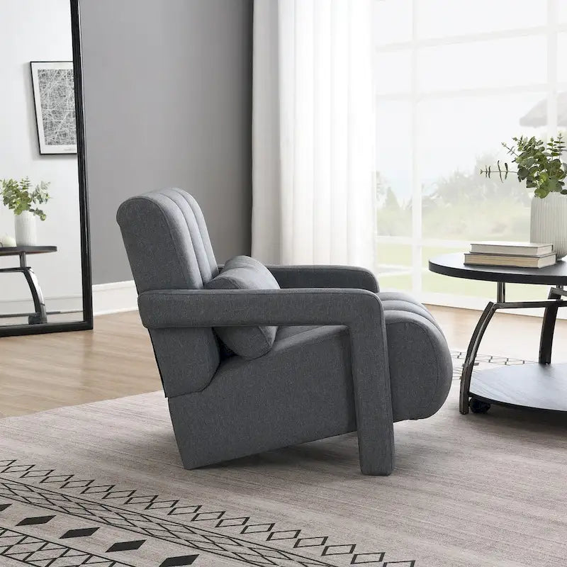 Modern Upholstered accent chair, Comfortable Linen Fabric with a pillow for Living room,bedroo,mLinen
