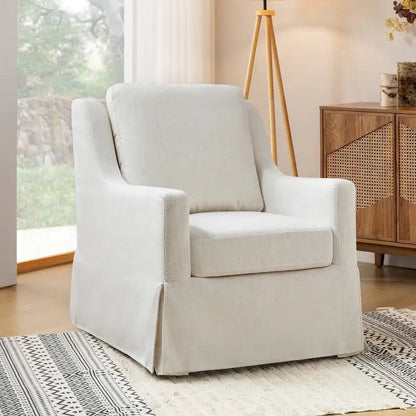 Stan Farmhouse Slipcover Rocking Swivel Chair by HULALA HOME