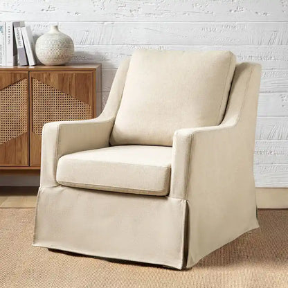 Stan Farmhouse Slipcover Rocking Swivel Chair by HULALA HOME