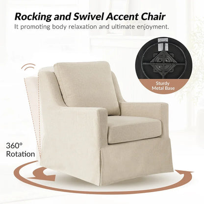 Stan Farmhouse Slipcover Rocking Swivel Chair by HULALA HOME