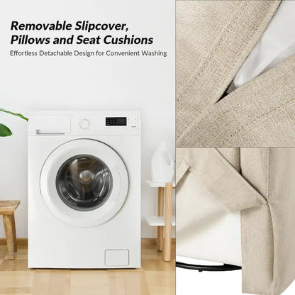 Stan Farmhouse Slipcover Rocking Swivel Chair by HULALA HOME