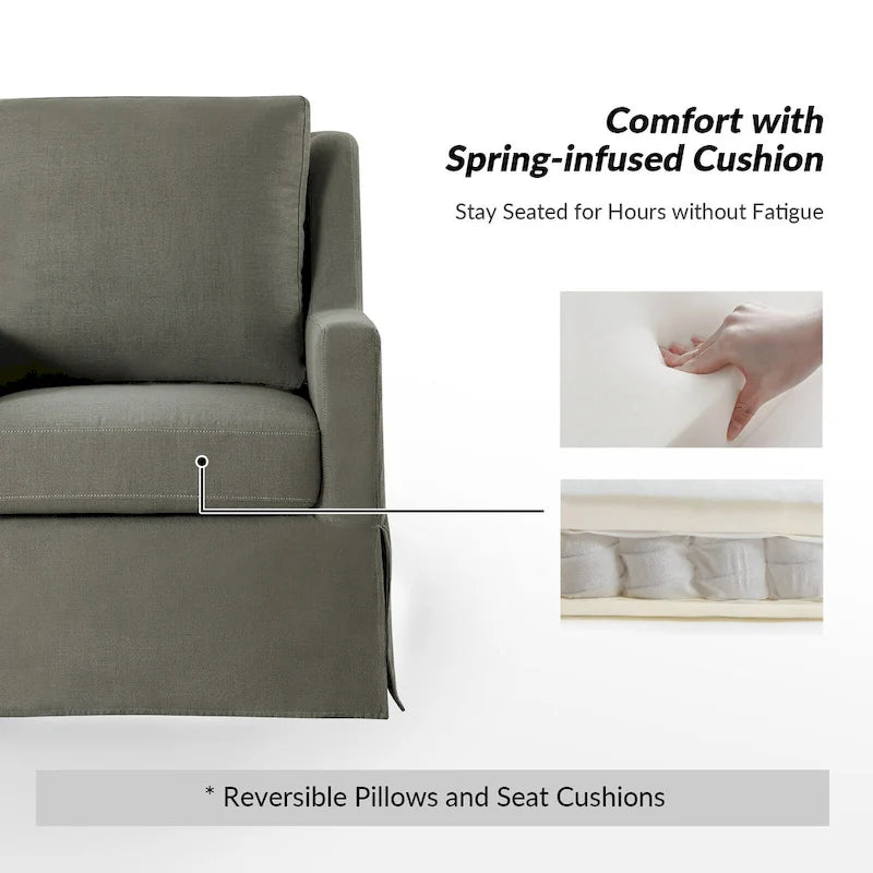 Stan Farmhouse Slipcover Rocking Swivel Chair by HULALA HOME