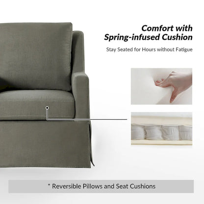 Stan Farmhouse Slipcover Rocking Swivel Chair by HULALA HOME