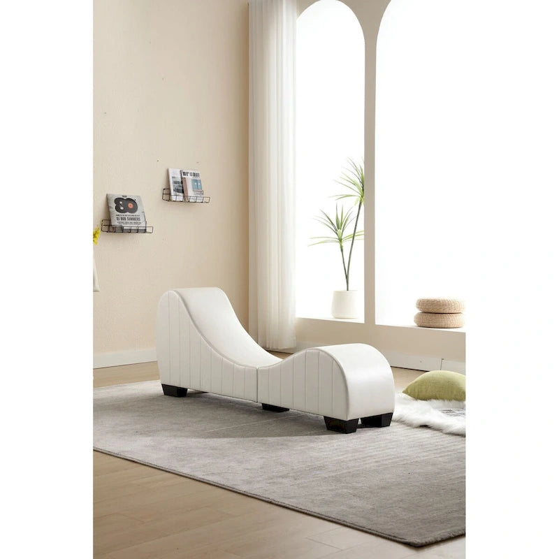 Factory Direct Yoga Chaise Lounge Collection for Stretching & Relaxation Modern Faux Leather Curved Sofa