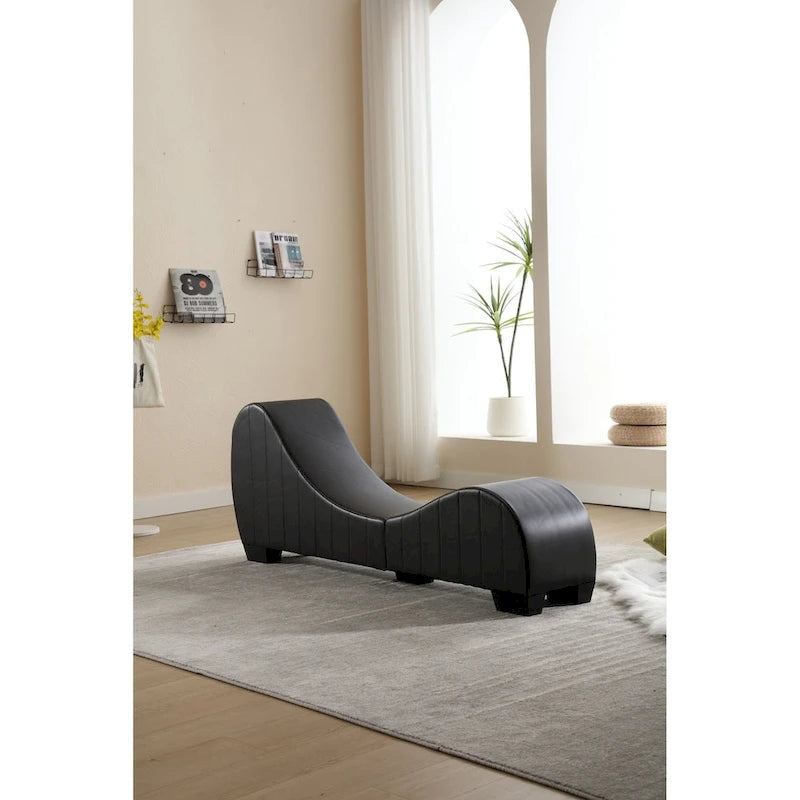 Factory Direct Yoga Chaise Lounge Collection for Stretching & Relaxation Modern Faux Leather Curved Sofa