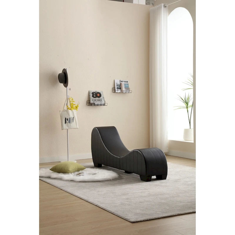 Factory Direct Yoga Chaise Lounge Collection for Stretching & Relaxation Modern Faux Leather Curved Sofa