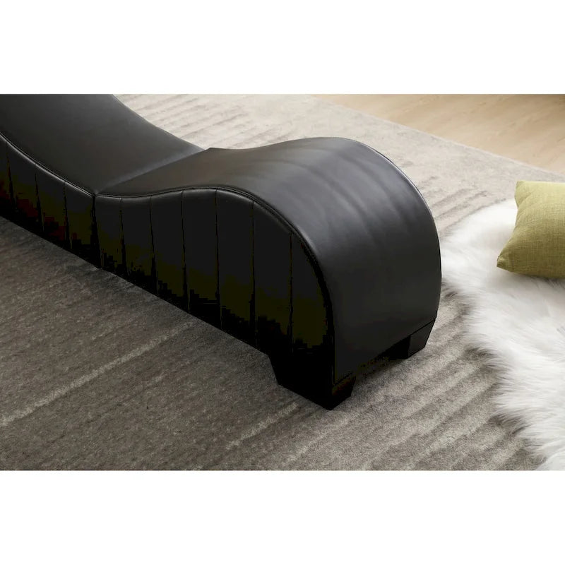 Factory Direct Yoga Chaise Lounge Collection for Stretching & Relaxation Modern Faux Leather Curved Sofa