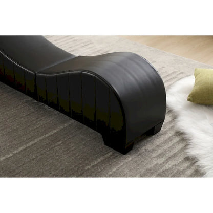 Factory Direct Yoga Chaise Lounge Collection for Stretching & Relaxation Modern Faux Leather Curved Sofa