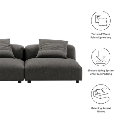 Solace 2-Piece Modular Upholstered Fabric Sofa