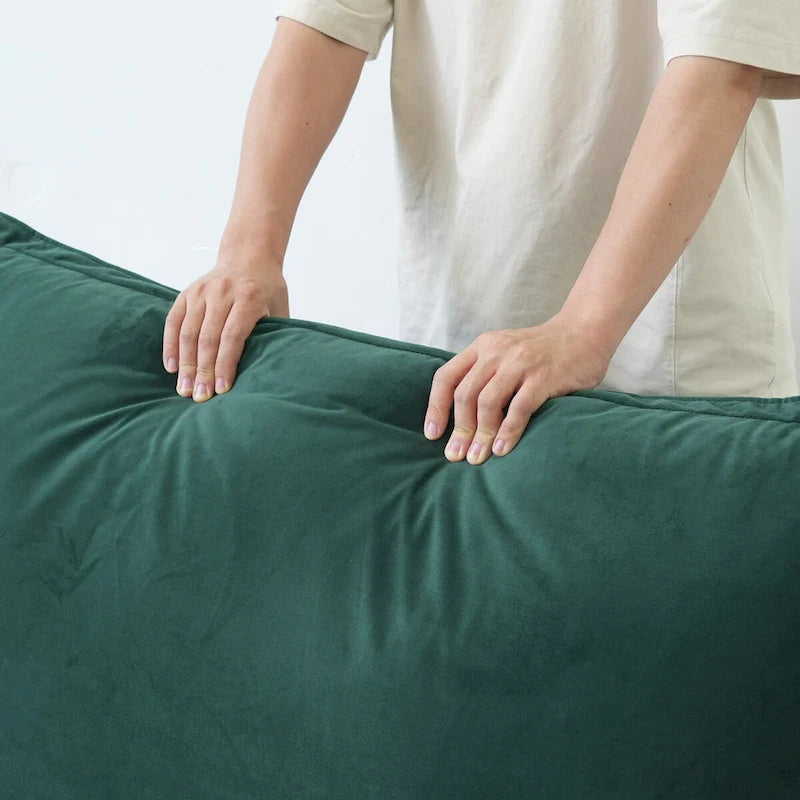 U-shaped Velvet Cloud Sectional Sofa, Down Feather Wide Deep Seat Convertible Couch with 2 Storage Ottomans.