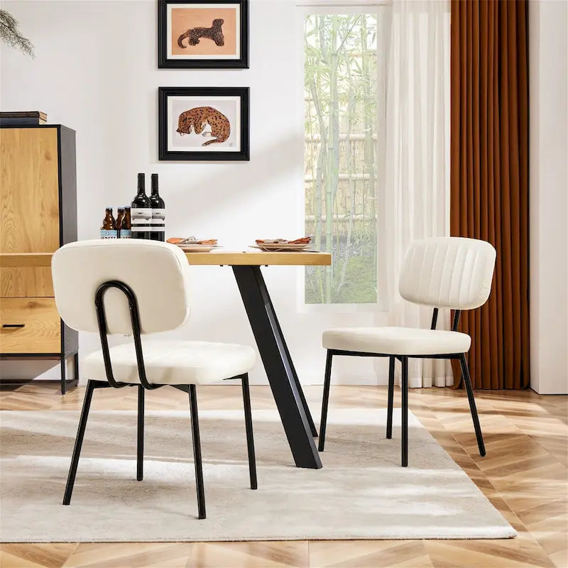 Upholstered Mid Century Modern Kitchen Dining Room Chairs Set of 2
