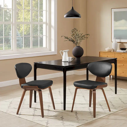 Art Leon Wood and PU Leather Dining Chair (Set of 2).